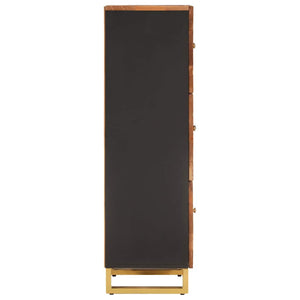 Highboard Mango Massivholz Braun Schwarz 110cm