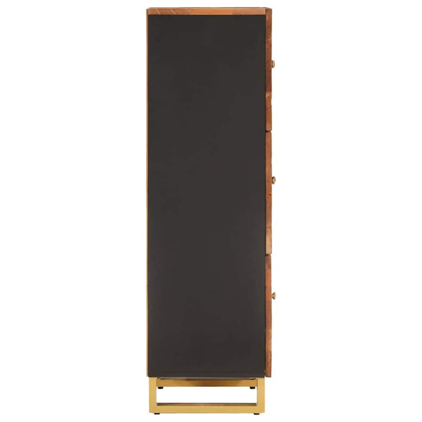 Highboard Mango Massivholz Braun Schwarz 110cm
