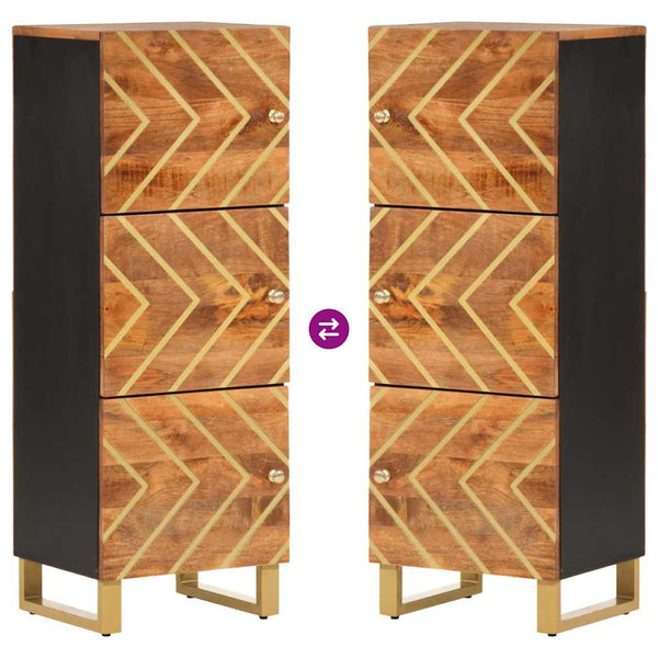 Highboard Mango Massivholz Braun Schwarz 110cm