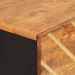 Highboard Mango Massivholz Braun Schwarz 110cm