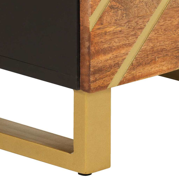 Highboard Mango Massivholz Braun Schwarz 110cm