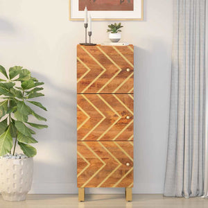 Highboard Mango Massivholz Braun Schwarz 110cm