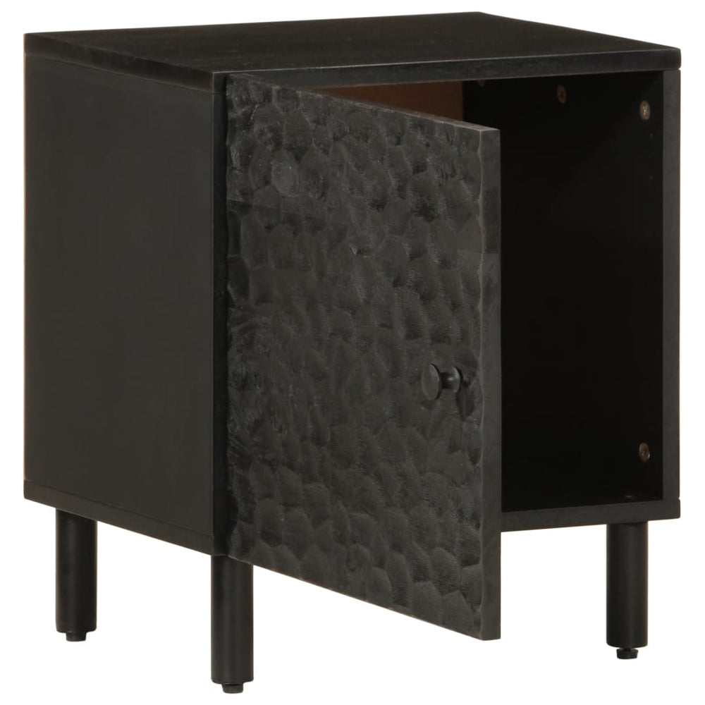 Schwarzer Nachttisch Mango Massivholz 40x33x46 cm