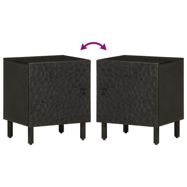 Schwarzer Nachttisch Mango Massivholz 40x33x46 cm