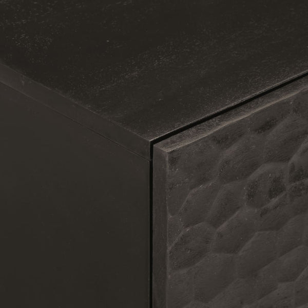 Schwarzer Nachttisch Mango Massivholz 40x33x46 cm