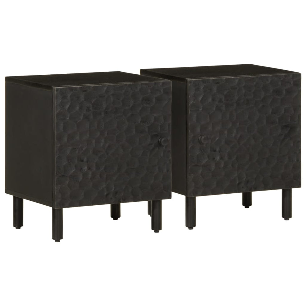 Nachttische 2er Set, Mango Massivholz, Schwarz