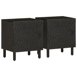 Nachttische 2er Set, Mango Massivholz, Schwarz
