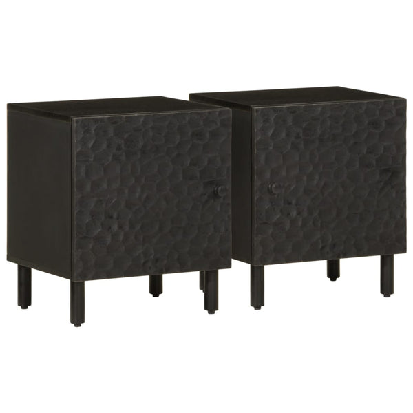 Nachttische 2er Set, Mango Massivholz, Schwarz