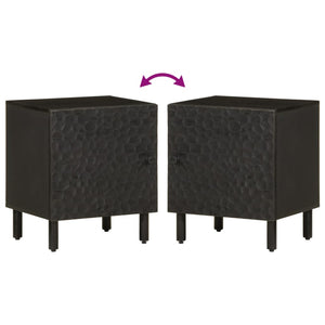 Nachttische 2er Set, Mango Massivholz, Schwarz