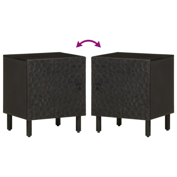 Nachttische 2er Set, Mango Massivholz, Schwarz