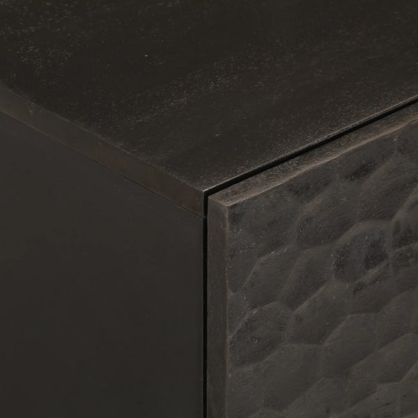 Nachttische 2er Set, Mango Massivholz, Schwarz