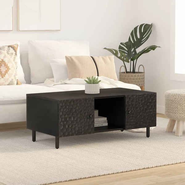 Schwarzer Couchtisch Mango Massivholz 100x54 cm