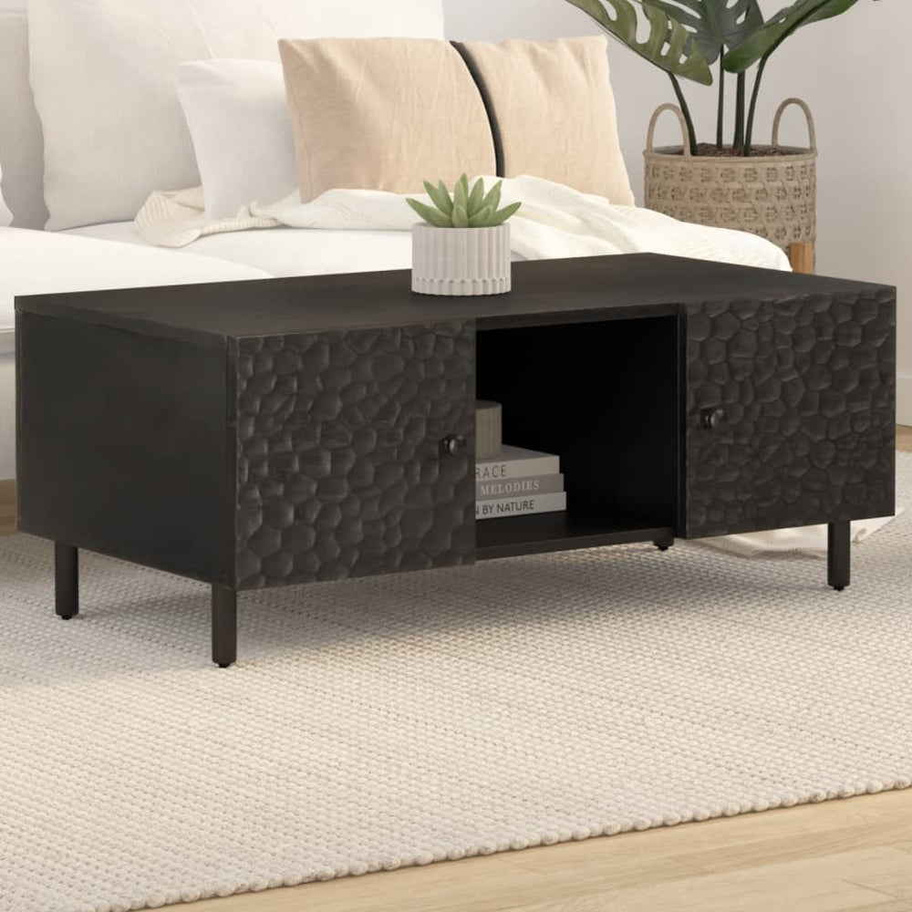 vidaXL Table basse noir 100x54x40 cm Bois de manguier massif