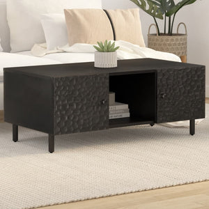 Schwarzer Couchtisch Mango Massivholz 100x54 cm