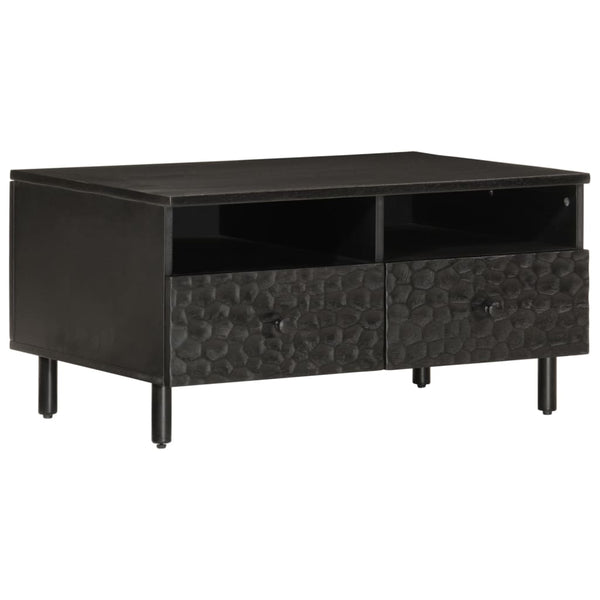 Schwarzer Couchtisch Mango Massivholz 80x54 cm