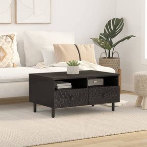 Schwarzer Couchtisch Mango Massivholz 80x54 cm