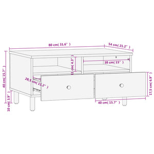 Schwarzer Couchtisch Mango Massivholz 80x54 cm
