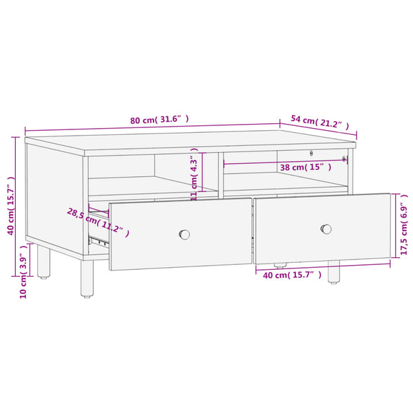 Schwarzer Couchtisch Mango Massivholz 80x54 cm