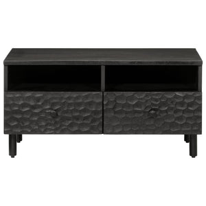 Schwarzer Couchtisch Mango Massivholz 80x54 cm