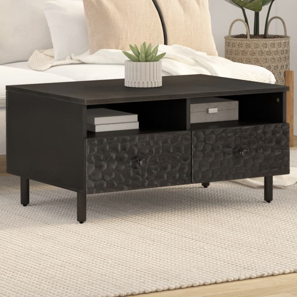 Schwarzer Couchtisch Mango Massivholz 80x54 cm