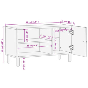 Schwarzer TV-Schrank Mango Massivholz 80 cm