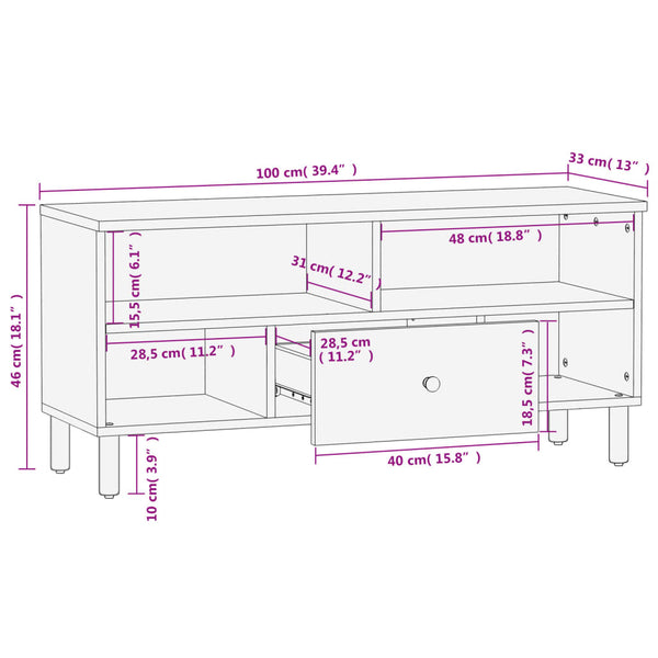 TV-Schrank Mango Massivholz 100 cm