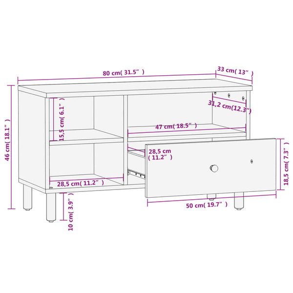 TV-Schrank Mango Massivholz 80 cm