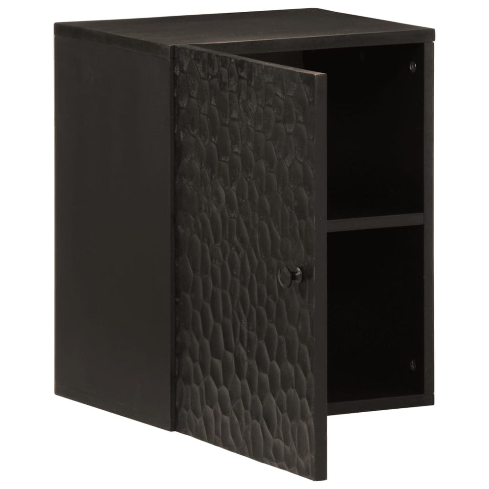 Schwarzer Bad-Wandschrank Mango Massivholz 38x48 cm