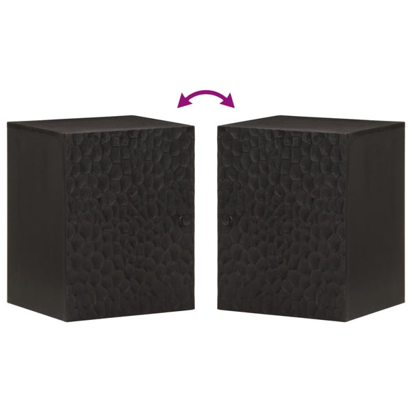 Schwarzer Bad-Wandschrank Mango Massivholz 38x48 cm