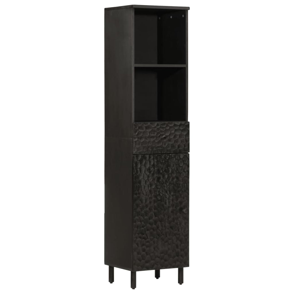 Schwarzer Badschrank Mango Massivholz 38x160 cm