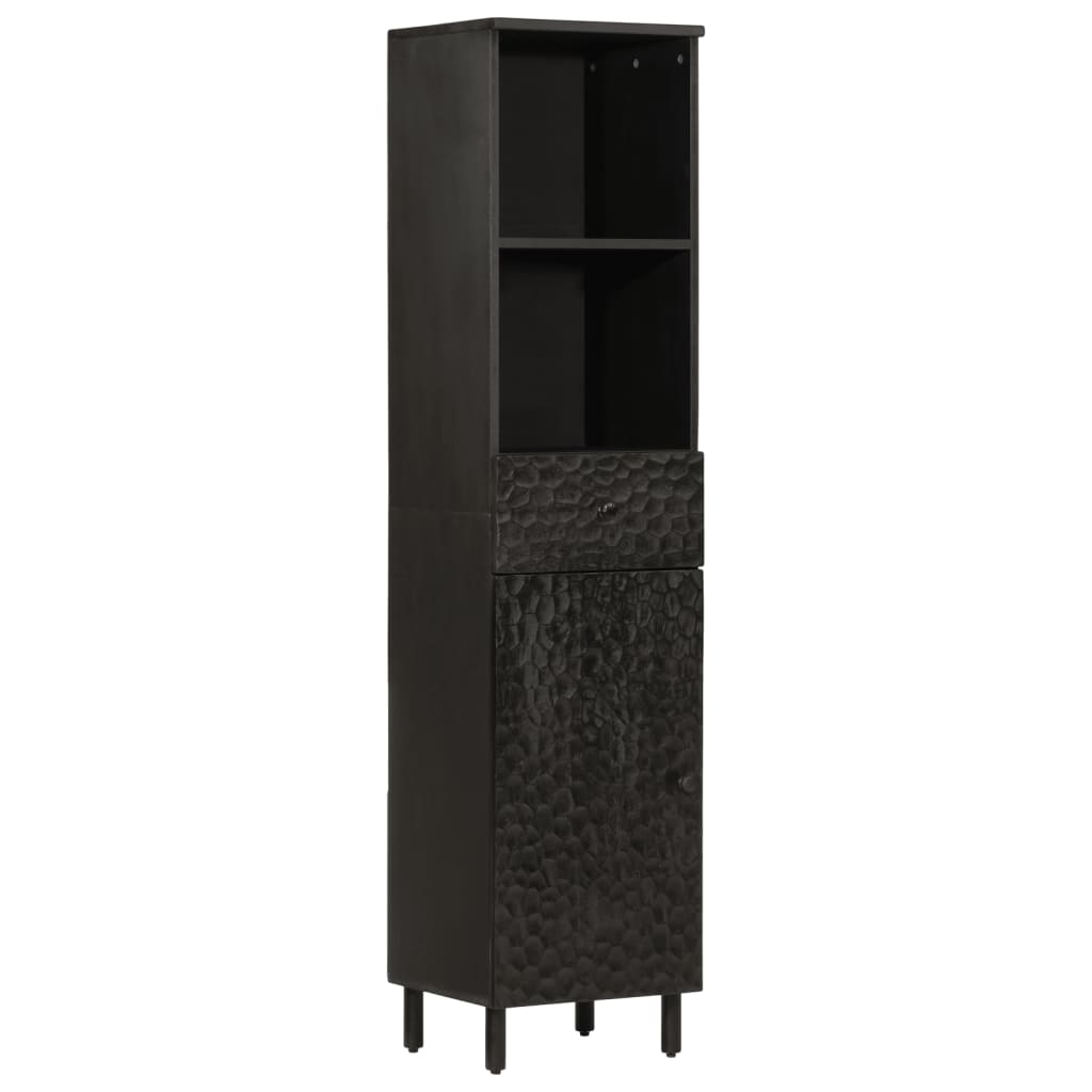 Schwarzer Badschrank Mango Massivholz 38x160 cm