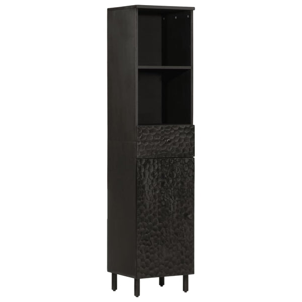 Schwarzer Badschrank Mango Massivholz 38x160 cm
