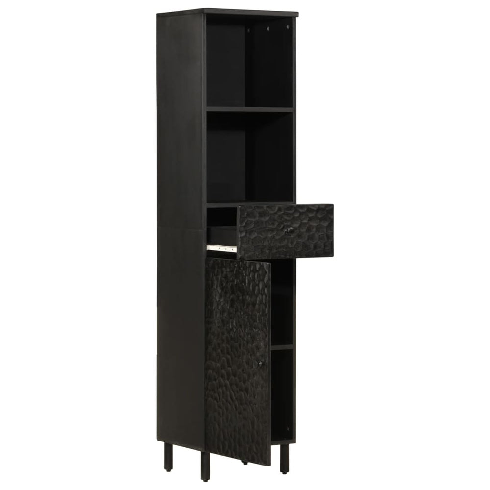 Schwarzer Badschrank Mango Massivholz 38x160 cm