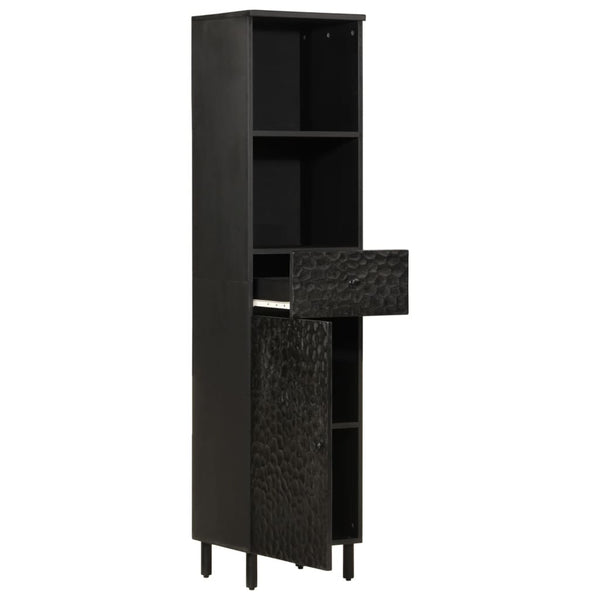 Schwarzer Badschrank Mango Massivholz 38x160 cm