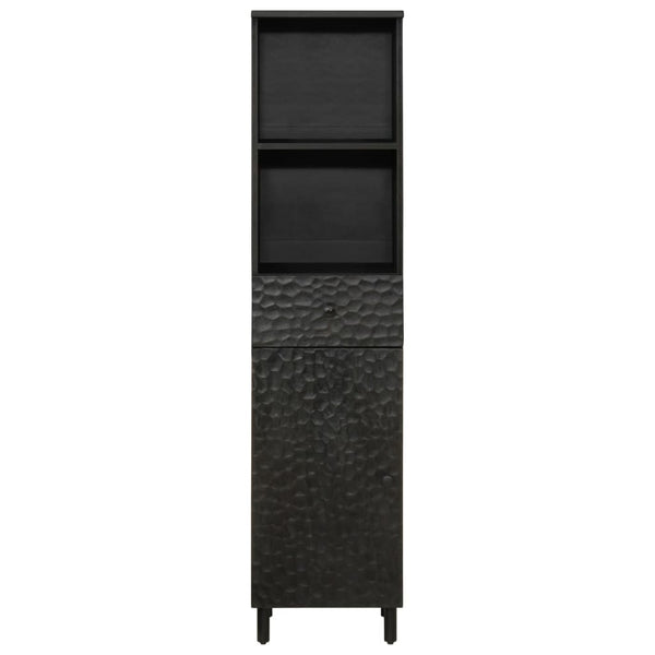 Schwarzer Badschrank Mango Massivholz 38x160 cm