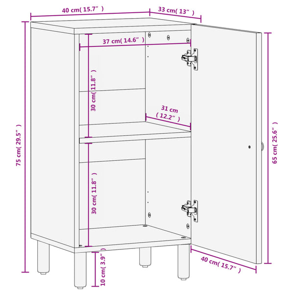 Schwarzer Beistellschrank Mango Massivholz 40x75 cm