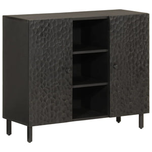 Schwarzer Beistellschrank Mango Massivholz 90 cm
