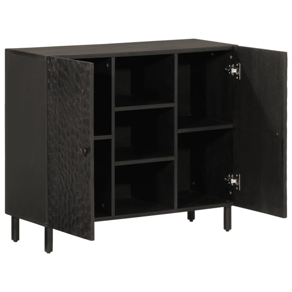 Schwarzer Beistellschrank Mango Massivholz 90 cm