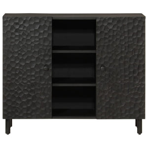 Schwarzer Beistellschrank Mango Massivholz 90 cm
