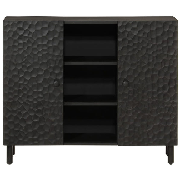 Schwarzer Beistellschrank Mango Massivholz 90 cm