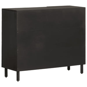 Schwarzer Beistellschrank Mango Massivholz 90 cm