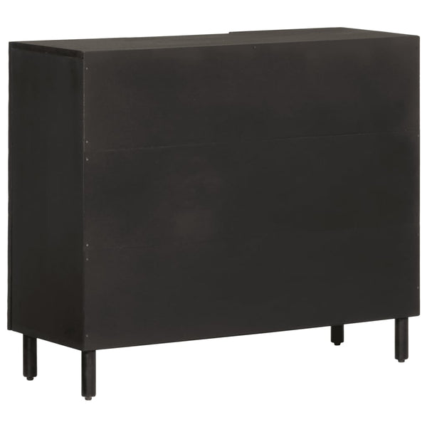 Schwarzer Beistellschrank Mango Massivholz 90 cm