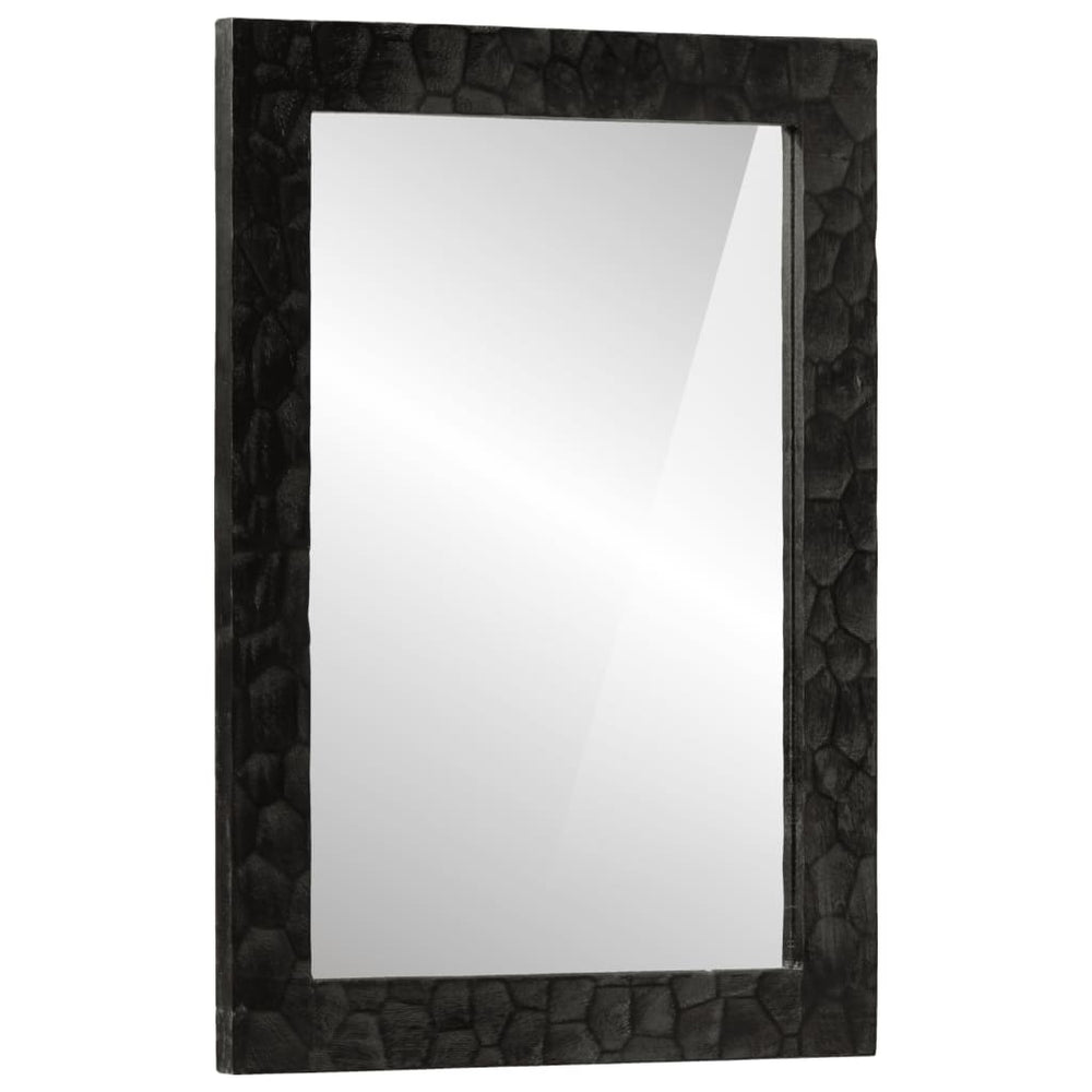 Schwarzer Badspiegel 50x70 cm Mango Massivholz