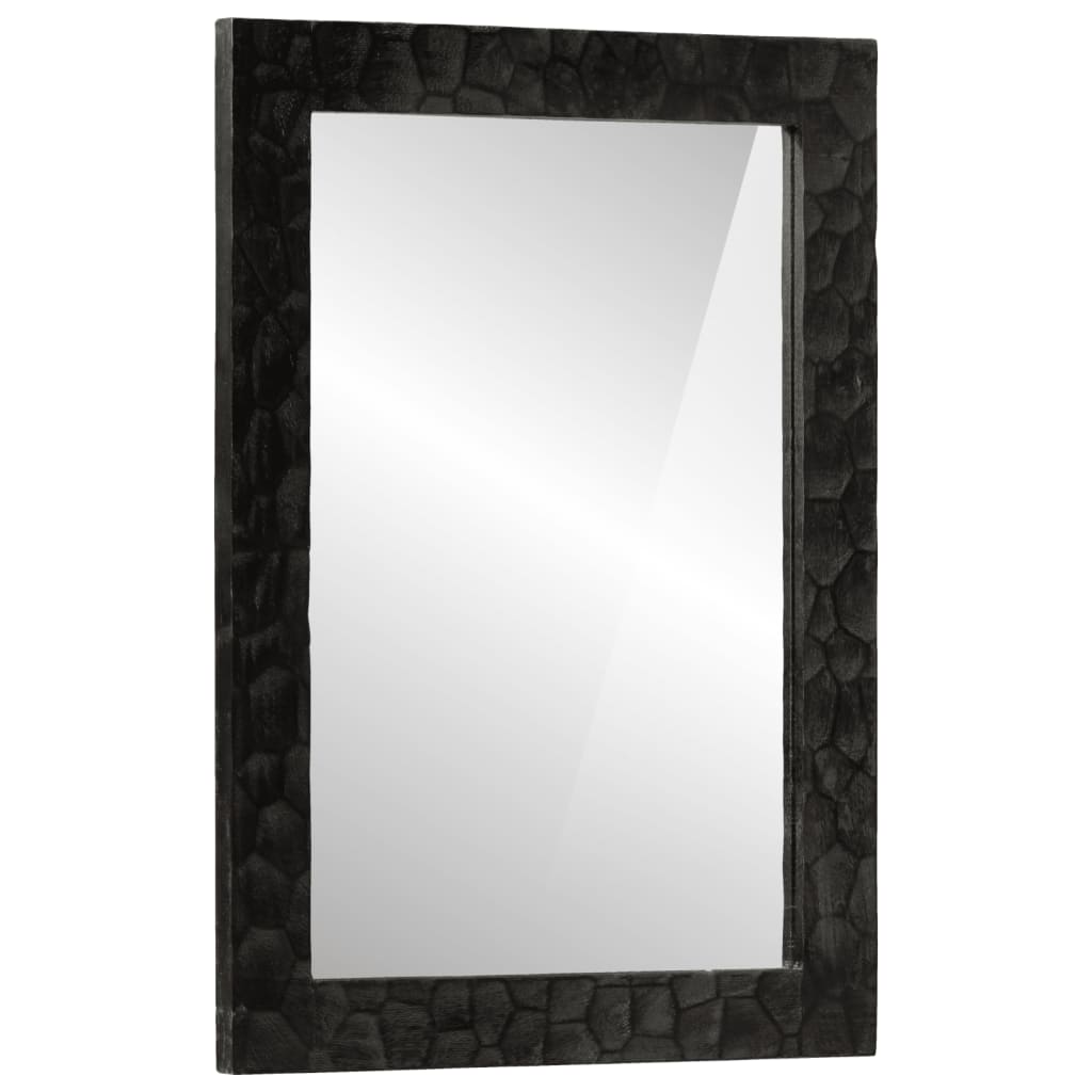Schwarzer Badspiegel 50x70 cm Mango Massivholz