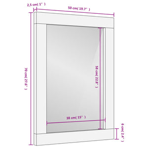 Schwarzer Badspiegel 50x70 cm Mango Massivholz