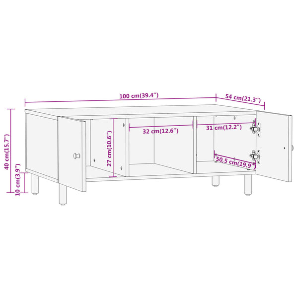 Couchtisch Akazie Massivholz 100x54 cm
