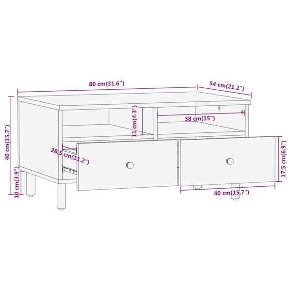 Couchtisch Akazie Massivholz 80x54 cm