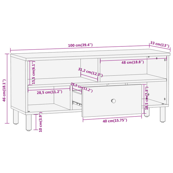 TV-Schrank Akazie Massivholz 100 cm