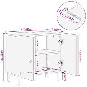 Waschbeckenunterschrank Akazie Massivholz 62 cm