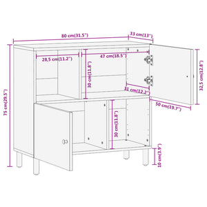 Akazie Beistellschrank 80x33x75 cm